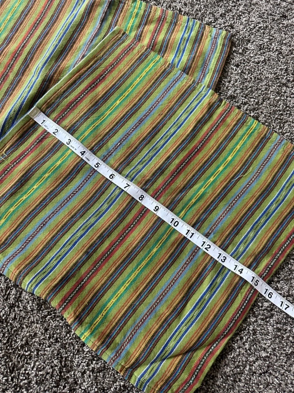 Handmade Authentic Guatemalan Green Stripe Multicolored set of 4 Cotton Napkins